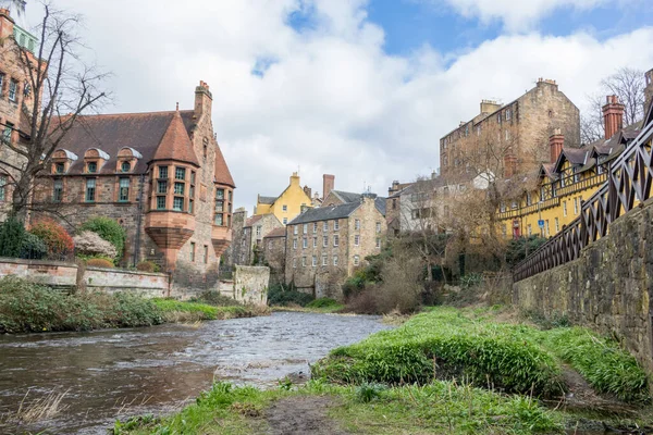 Dean Village Типичная Шотландская Деревня Рекой Эдинбурге Шотландия — стоковое фото