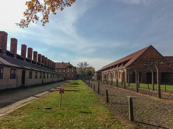 Auschwitz ve Birkenau 'daki sokak Polonya' da bir toplama kampı.