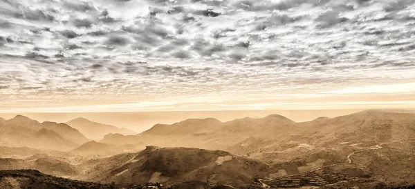 Panorama Chaîne Montagnes Neige Paysage Avec Ciel Bleu Depuis Les — Photo