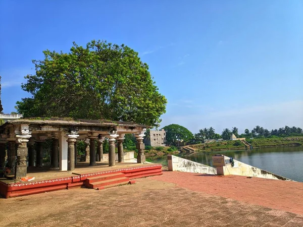 Hermosa Vista Gopura Colorida Templo Hindú Srolalu Andhra Pradesh India —  Fotos de Stock