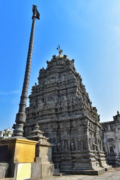 Gyönyörű Kilátás Színes Gopura Hindu Templom Srolalu Andhra Pradesh Dél — Stock Fotó