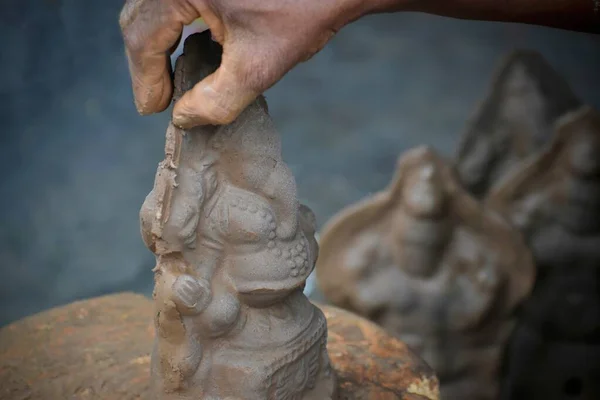 Close Ganesha Clay Design Pottery Ganesha Shape Clay Craft Hand — Stock Photo, Image