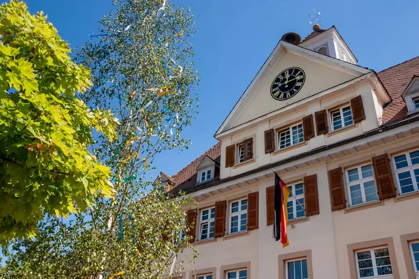 Altes Schulhaus Mit Maibaum Waldhilsbach Einem Kleinen Dorf Bei Heidelberg — Stockfoto