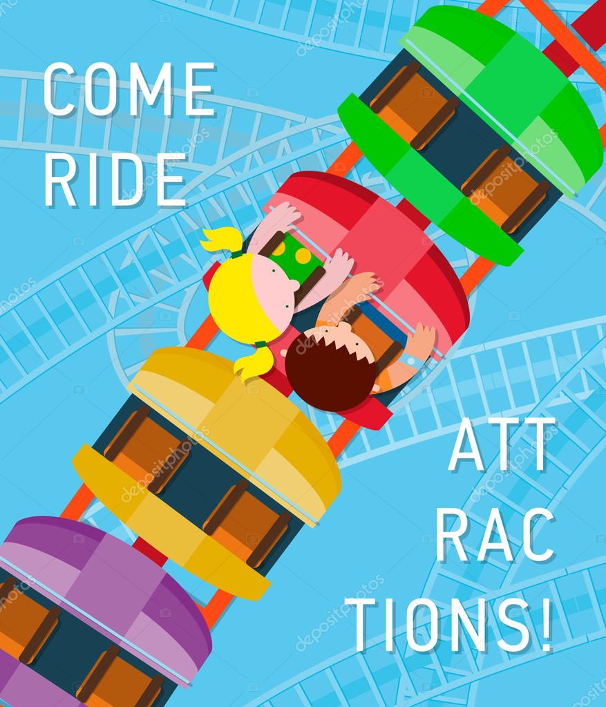 Kids ride on roller coaster Stock Vector Image by ©irinapict #102636030