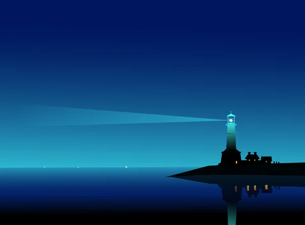 夜の灯台 — ストックベクタ