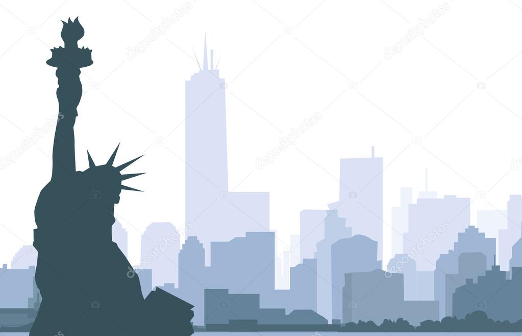Statue of Liberty & New York City at Morning