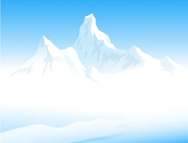 Picos de nieve - Paisaje de invierno — Vector de stock