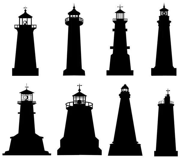 Phare Silhouette ensemble — Image vectorielle