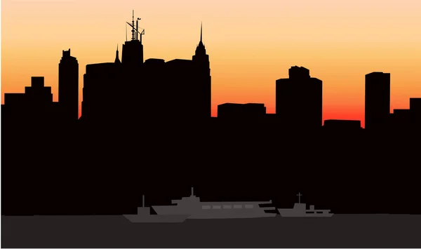 Skyline de New York au soir — Image vectorielle