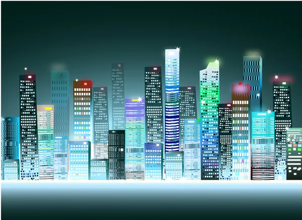 Stad bij nacht — Stockvector