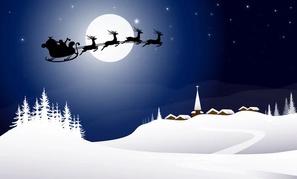 Noel Baba ile kış geceleri sledge.