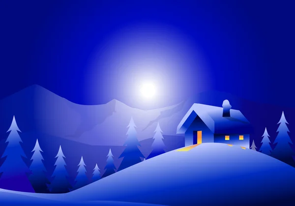 Vakantie nacht winterlandschap — Stockvector