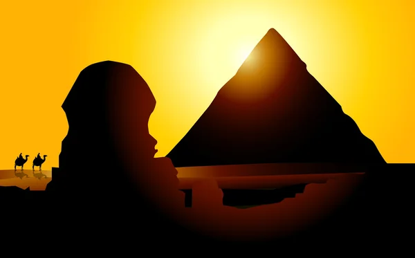 Pyramide & Coucher de soleil — Image vectorielle