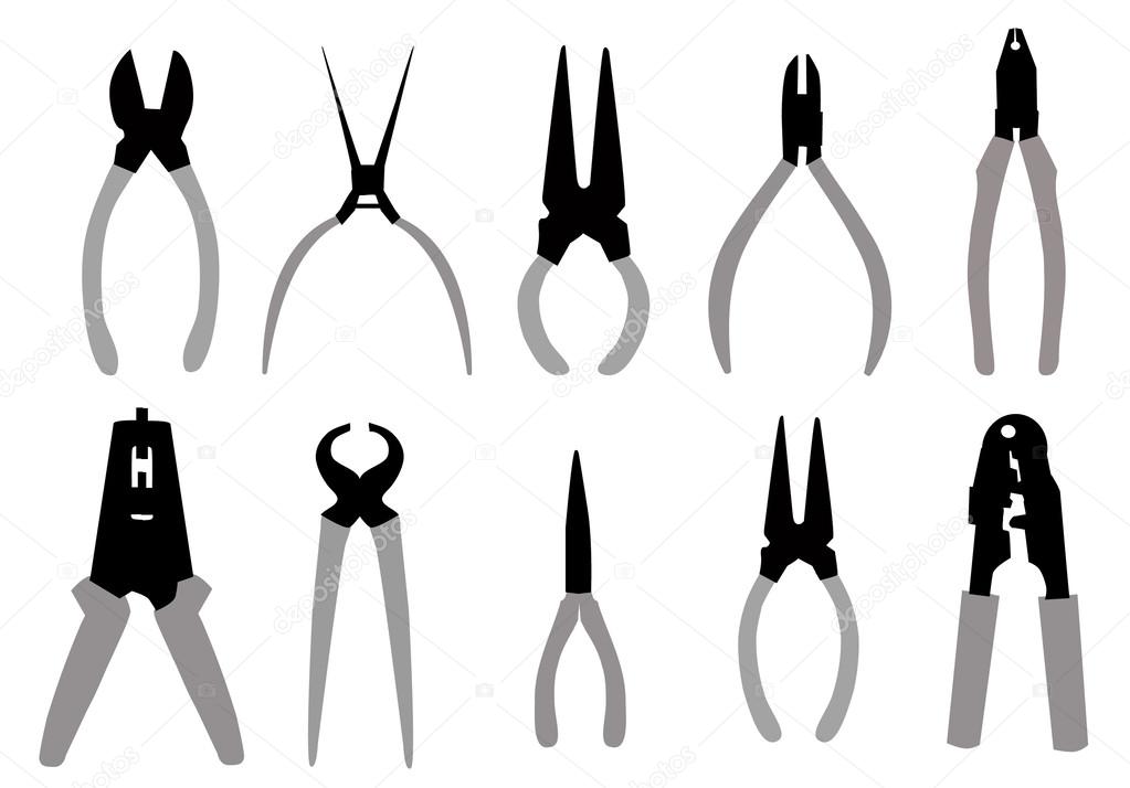 Pliers Tools silhouette set — Stock Vector © samillustration 53162717