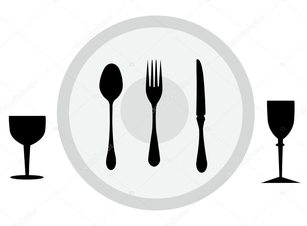 Spoon knife fork on Pallet & Wine Bottles is a vector illustration.