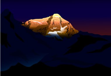 Sunset on Everest vector Sunset on Everest vector