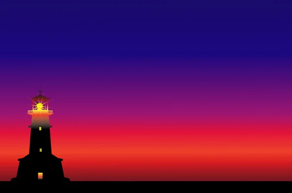 Faro en la noche — Vector de stock