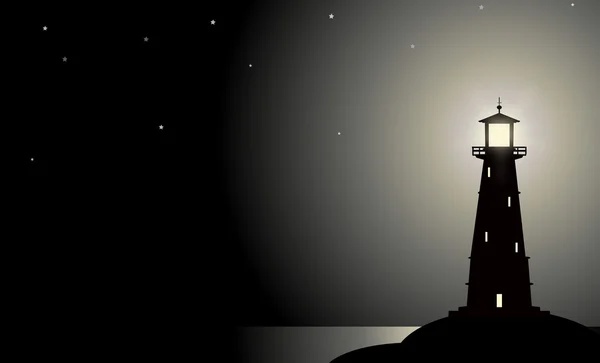 晚上的灯塔 — 图库矢量图片