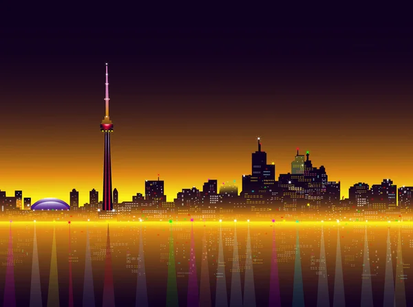 Ночь Торонто skyline вектор — стоковый вектор