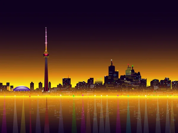 Toronto Night Skyline-Vector — Stock Vector