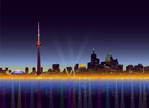Wektor panoramę Toronto noc — Wektor stockowy