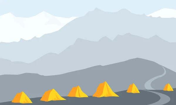 Montaña y tienda — Vector de stock