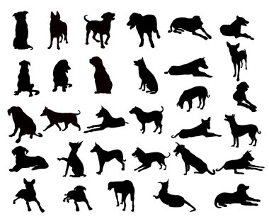köpek siluet set-vektör