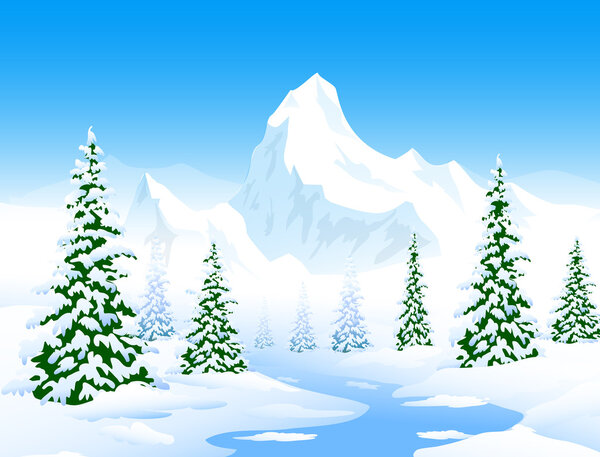 Winter Mountain & Winter Landscape
