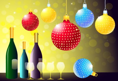 şarap şişesi & gözlük ile Noel partisi