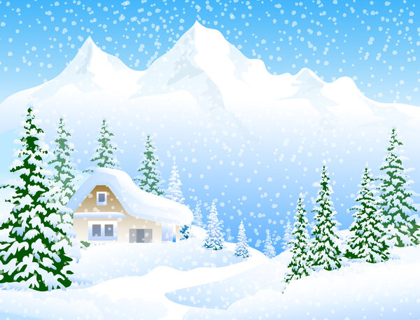 Winter landscape-Vector