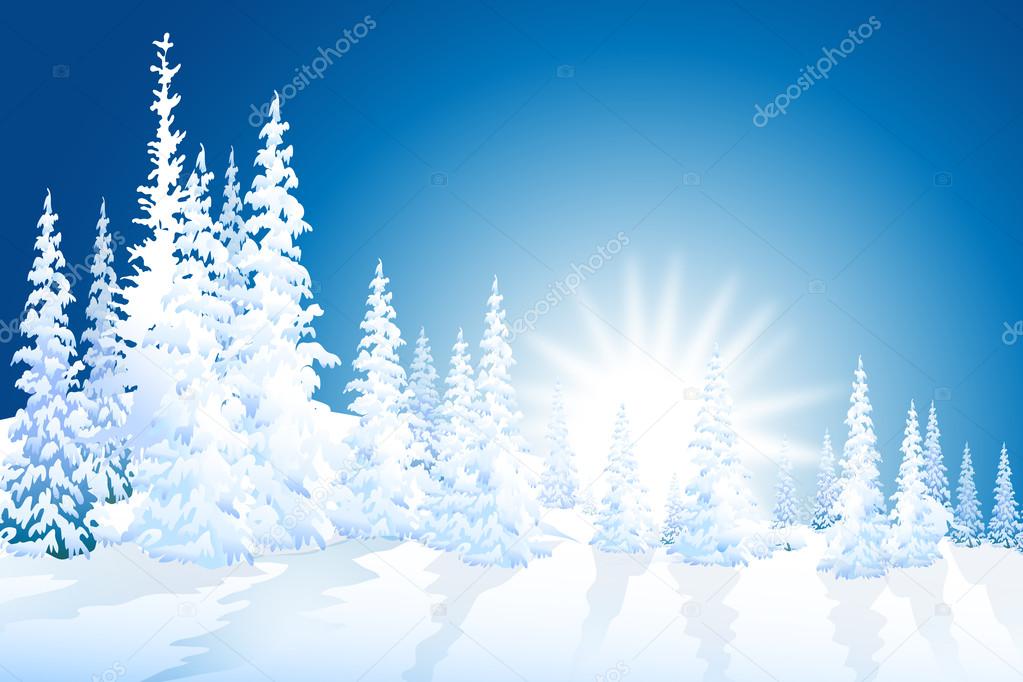 Winter Forest & Winter Landscape-Vector