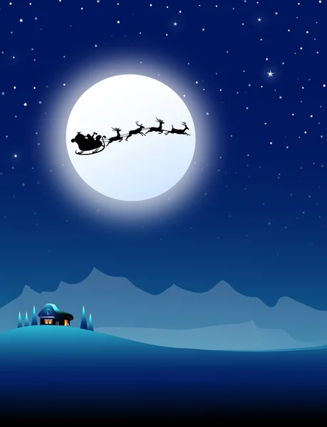 Santa's sleigh & Moon — Stock Vector