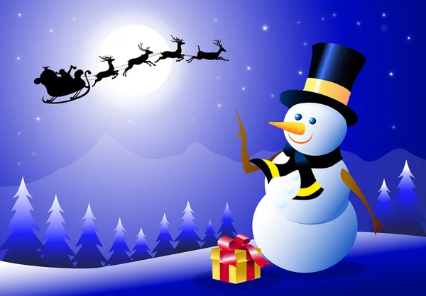 Iceman & Santa in Christmas Night-Vector — Stock Vector
