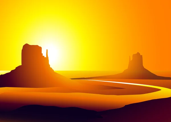 Desierto Sunset-Vector — Vector de stock