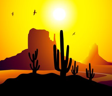 çöl (arizona) günbatımı-vektör
