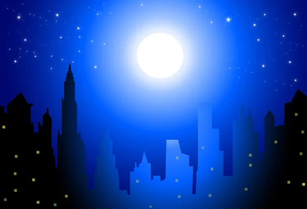 Város: night-vector — Stock Vector