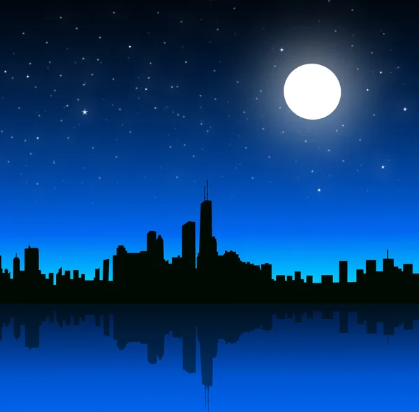 Lua & Noite Cityscape-Vector —  Vetores de Stock