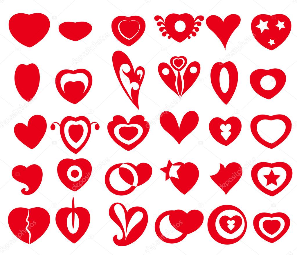 Red Artistic Hearts-Vector
