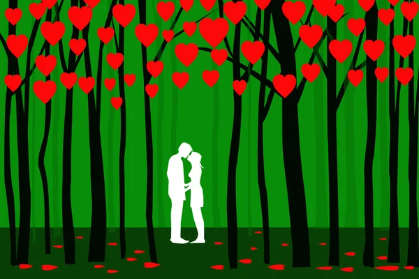 Jóvenes amantes en Valentine Forest — Archivo Imágenes Vectoriales