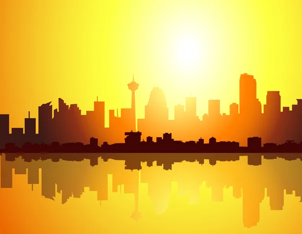 Calgary Mañana ciudad skyline-vector — Vector de stock