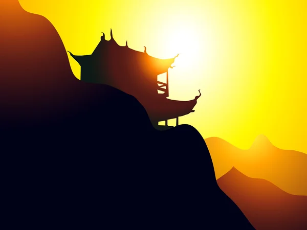 Pagoda alacakaranlıkta Dağı'nda