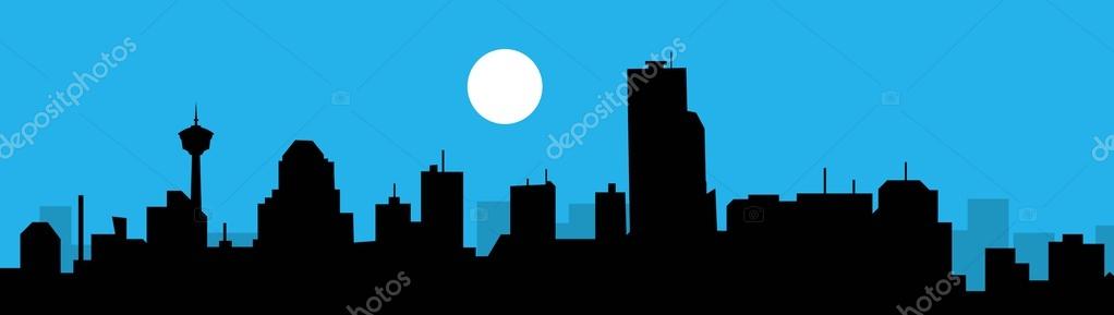 Calgary night Skyline is a vector illustration.
