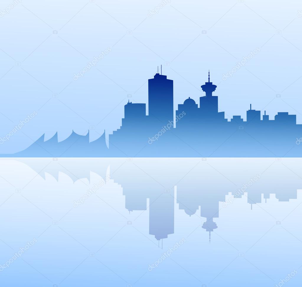 Vancouver skyline at morning is a vector illustration.