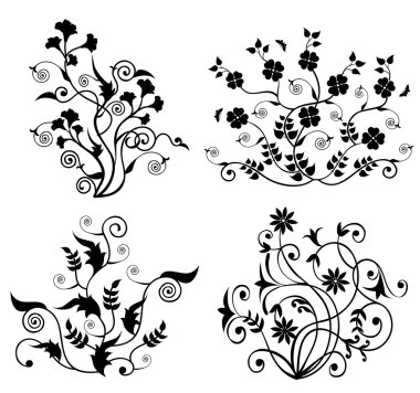çiçek desenli set-vektör