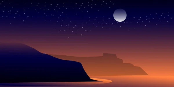 Cliff at night-vektor — Stock Vector