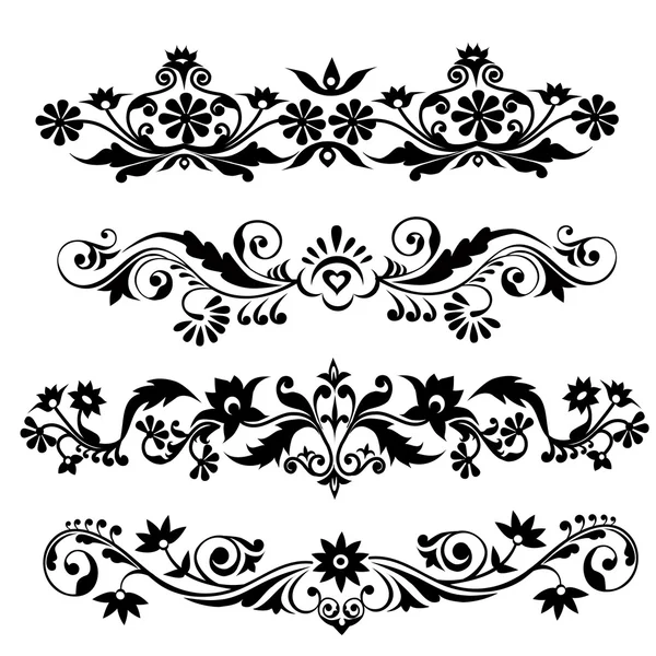 Ensemble de motifs floraux -vecteur — Image vectorielle