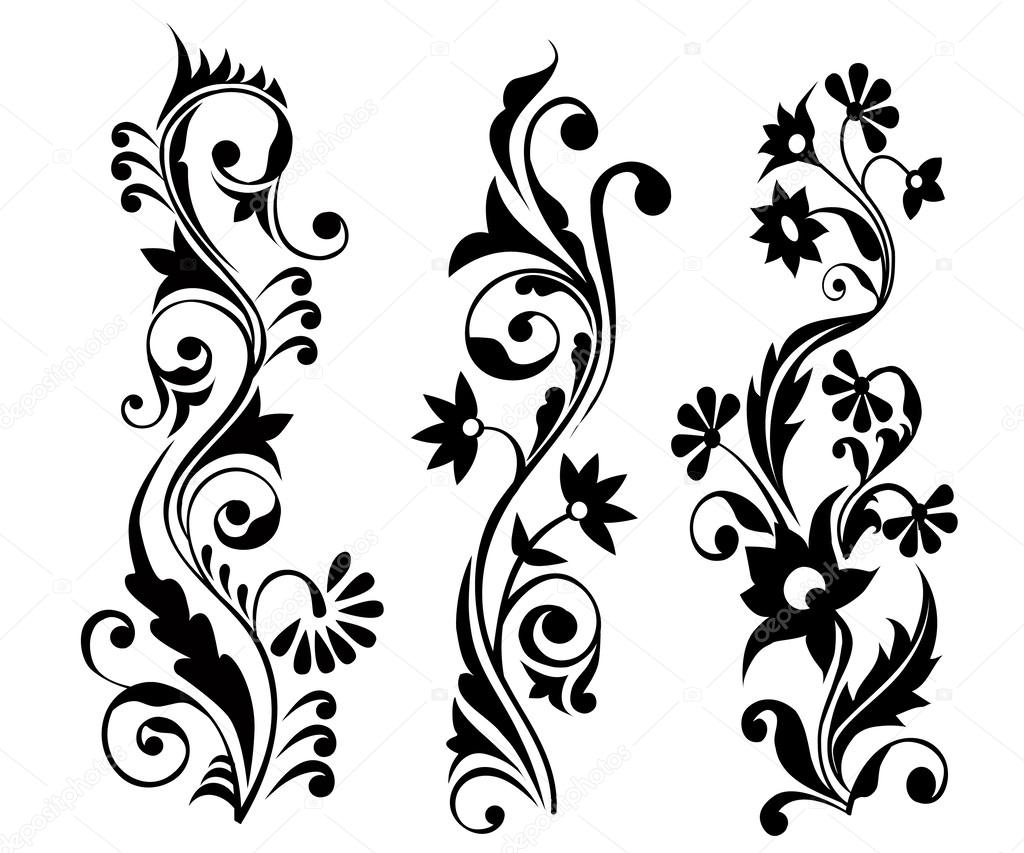Floral Scroll Pattern set -Vector