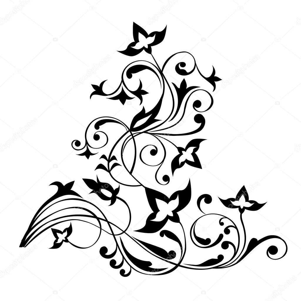 Floral Scroll Pattern -Vector