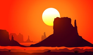 Monument Valley (Arizona) üzerinde günbatımı-vektör