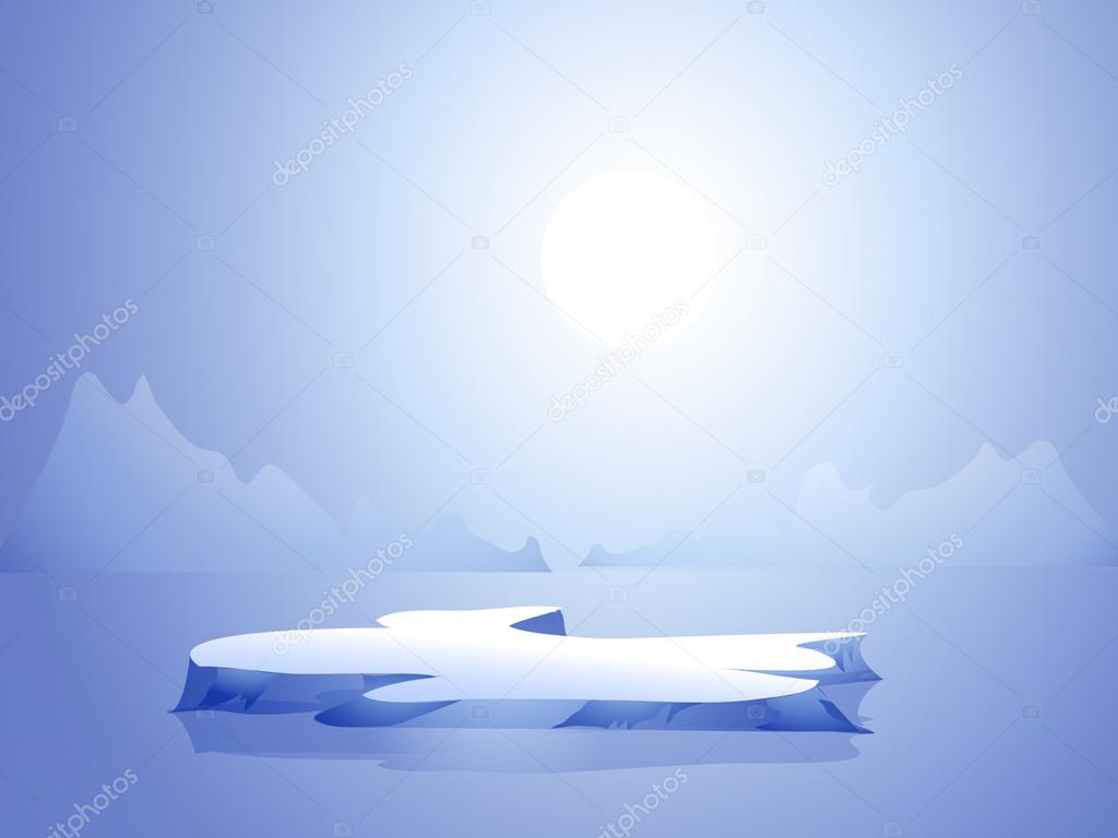Iceberg at Night & Moon-Vector